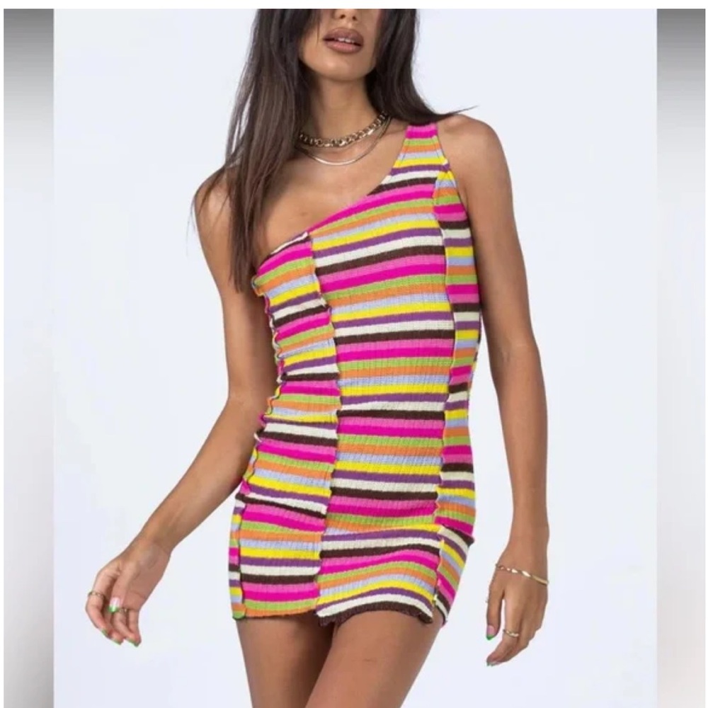 Princess Polly striped one shoulder dress